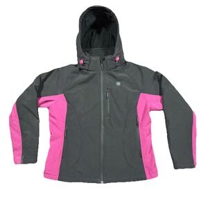 Ororo Heated Jacket Full Zip Hood Medium Womens Black/Pink Coat NO BATTERY